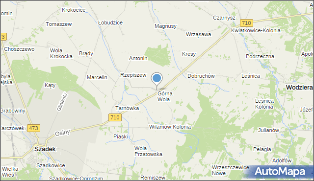 mapa Górna Wola, Górna Wola gmina Szadek na mapie Targeo